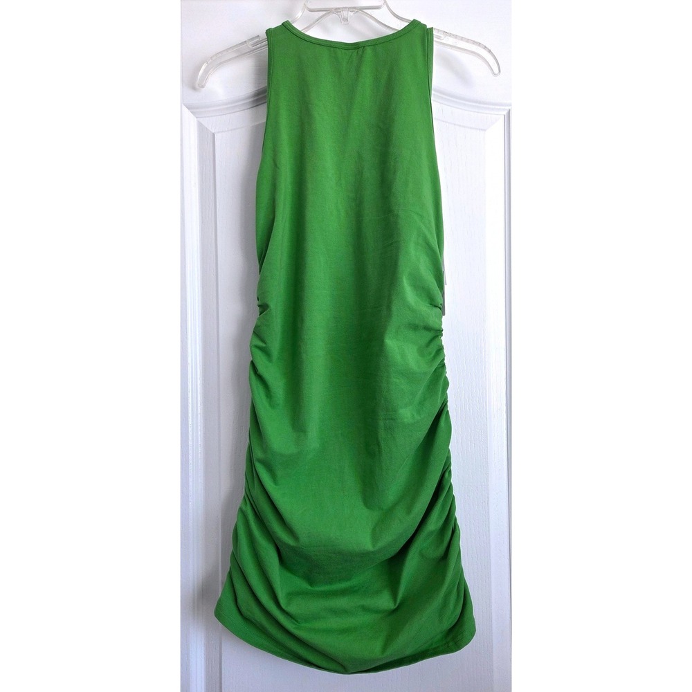 Tna Aritzia Chill Malibu Dress Vine Green Ruched Mini Sz L Bodycon Party Beach - Picture 3 of 7